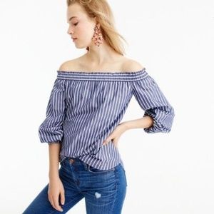 J.Crew Striped Long-Sleeve Off-The-Shoulder Top